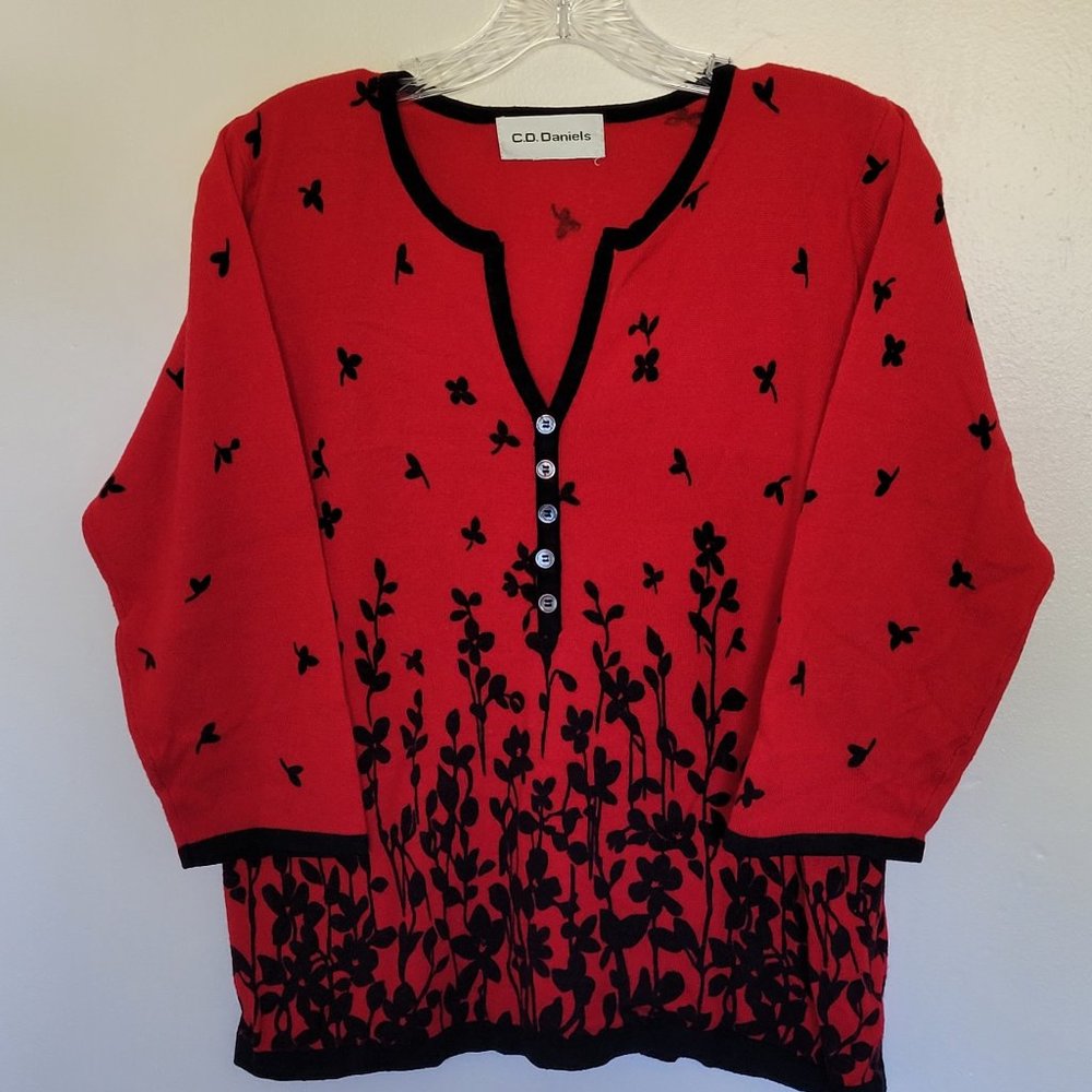 C.D Daniels Red and Black Sweater